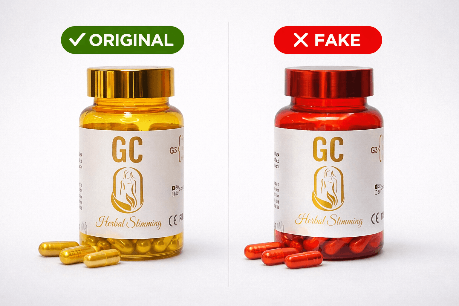 مقایسه فیک و اصلی قرص جی سی